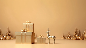 金色圣诞节礼物礼品摄影图片